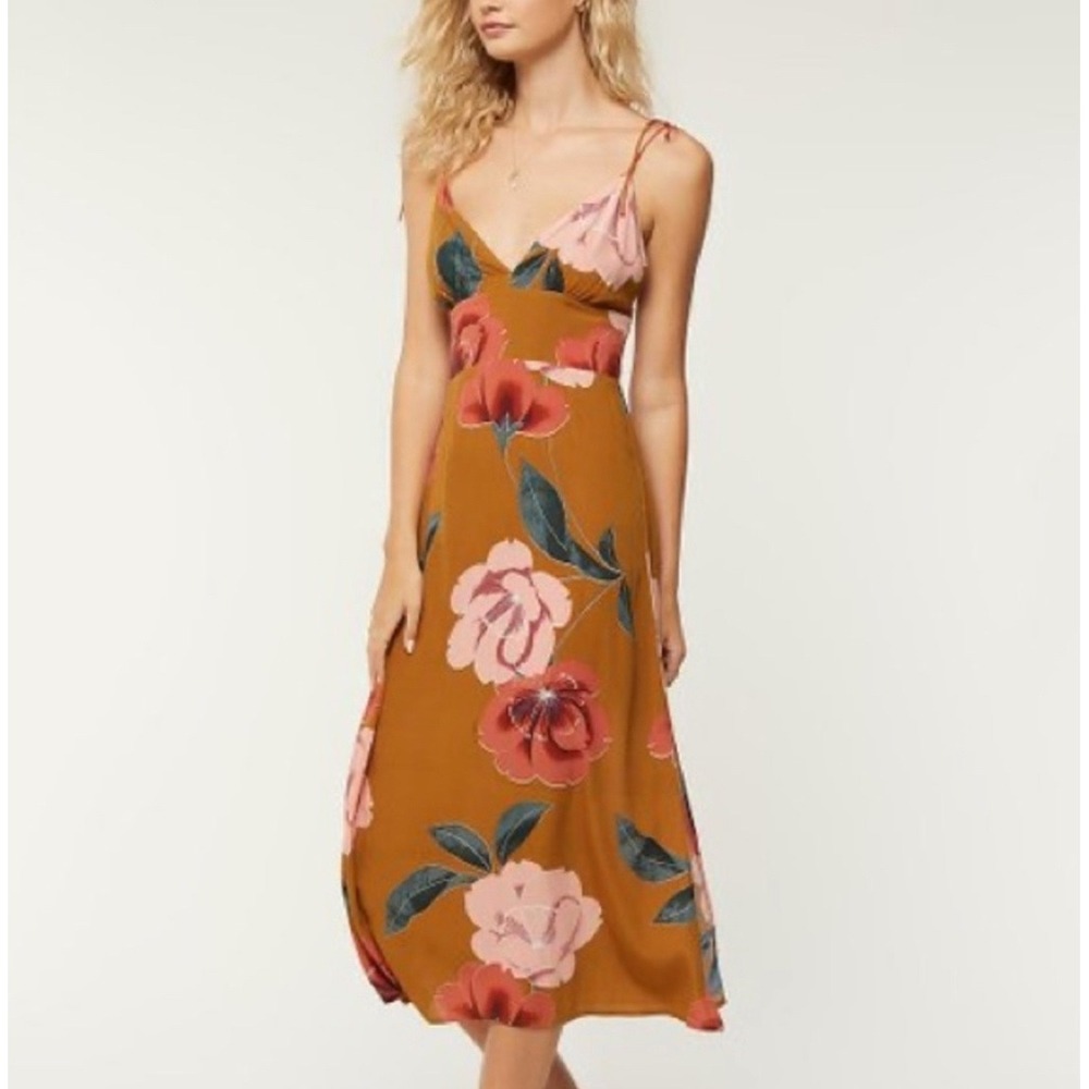 O'Neil Maxi Dress Womens Small Brown Floral Boho Summer Beach